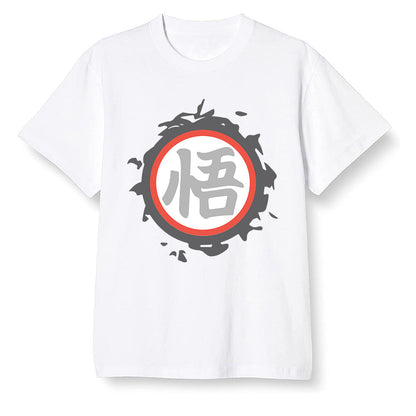 Pop Colour AJ1 Low GS Light Smoke Grey - The logo Go Gi of Son Goku  - White Men T-shirt