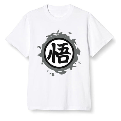 Pop Colour AJ1 High OG Black White - The logo Go Gi of Son Goku  - White Men T-shirt