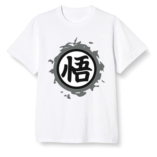 Pop Colour AJ1 High OG Black White - The logo Go Gi of Son Goku  - White Men T-shirt