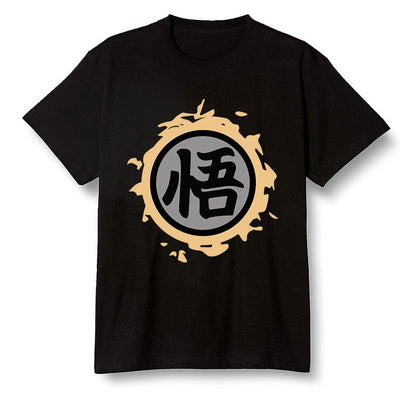 Pop Colour AJ1 Retro High OGetallic Gold - The logo Go Gi of Son Goku  - Black Men T-shirt