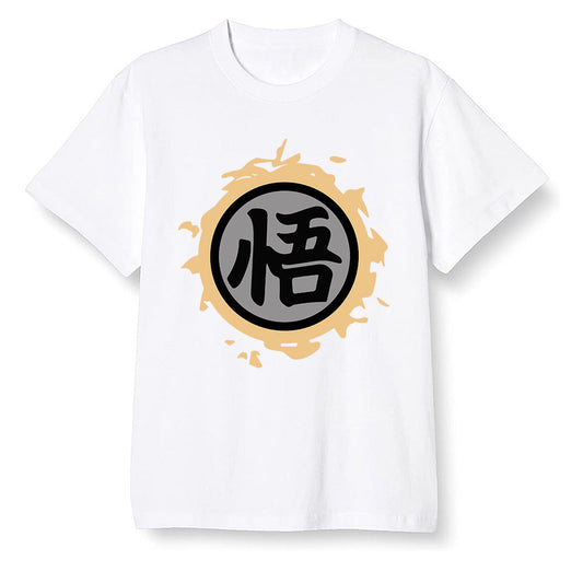 Pop Colour AJ1 Retro High OGetallic Gold - The logo Go Gi of Son Goku  - White Men T-shirt