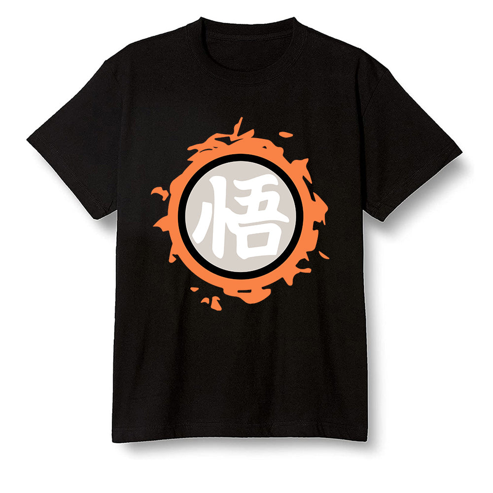 Pop Colour AJ1 Retro High OG Shattered Backboard Away - The logo Go Gi of Son Goku  - Black Men T-shirt