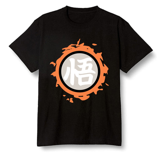 Pop Colour AJ1 Retro High OG Shattered Backboard Away - The logo Go Gi of Son Goku  - Black Men T-shirt