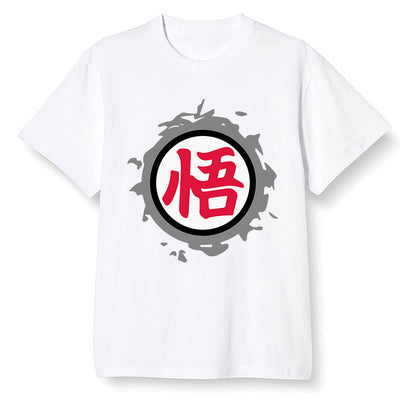 Pop Colour AJ1 Retro High OG Light Smoke Grey - The logo Go Gi of Son Goku  - White Men T-shirt