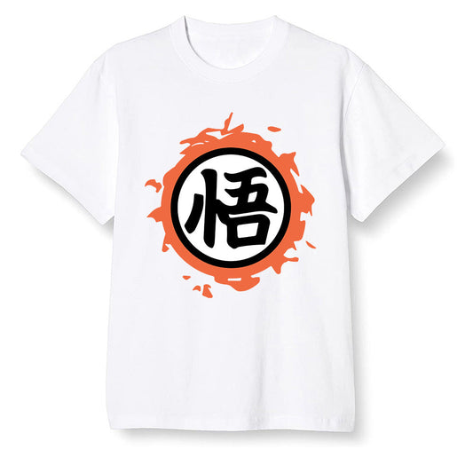 Pop Colour AJ1 Retro High OG Electro Orange - The logo Go Gi of Son Goku  - White Men T-shirt