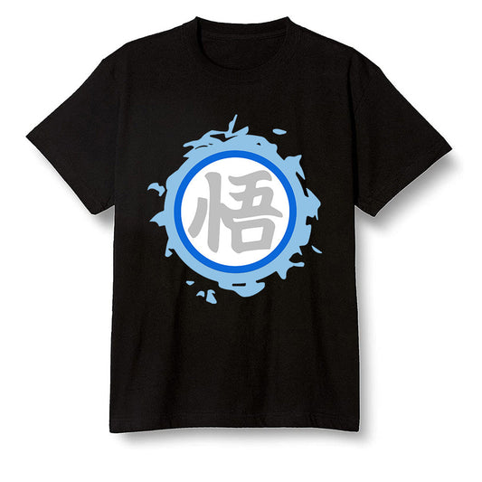 Pop Colour AJ1 Retro High OG Hyper Royal - The logo Go Gi of Son Goku  - Black Men T-shirt