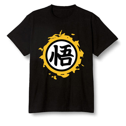 Pop Colour AJ1 Retro High OG Pollen - The logo Go Gi of Son Goku  - Black Men T-shirt