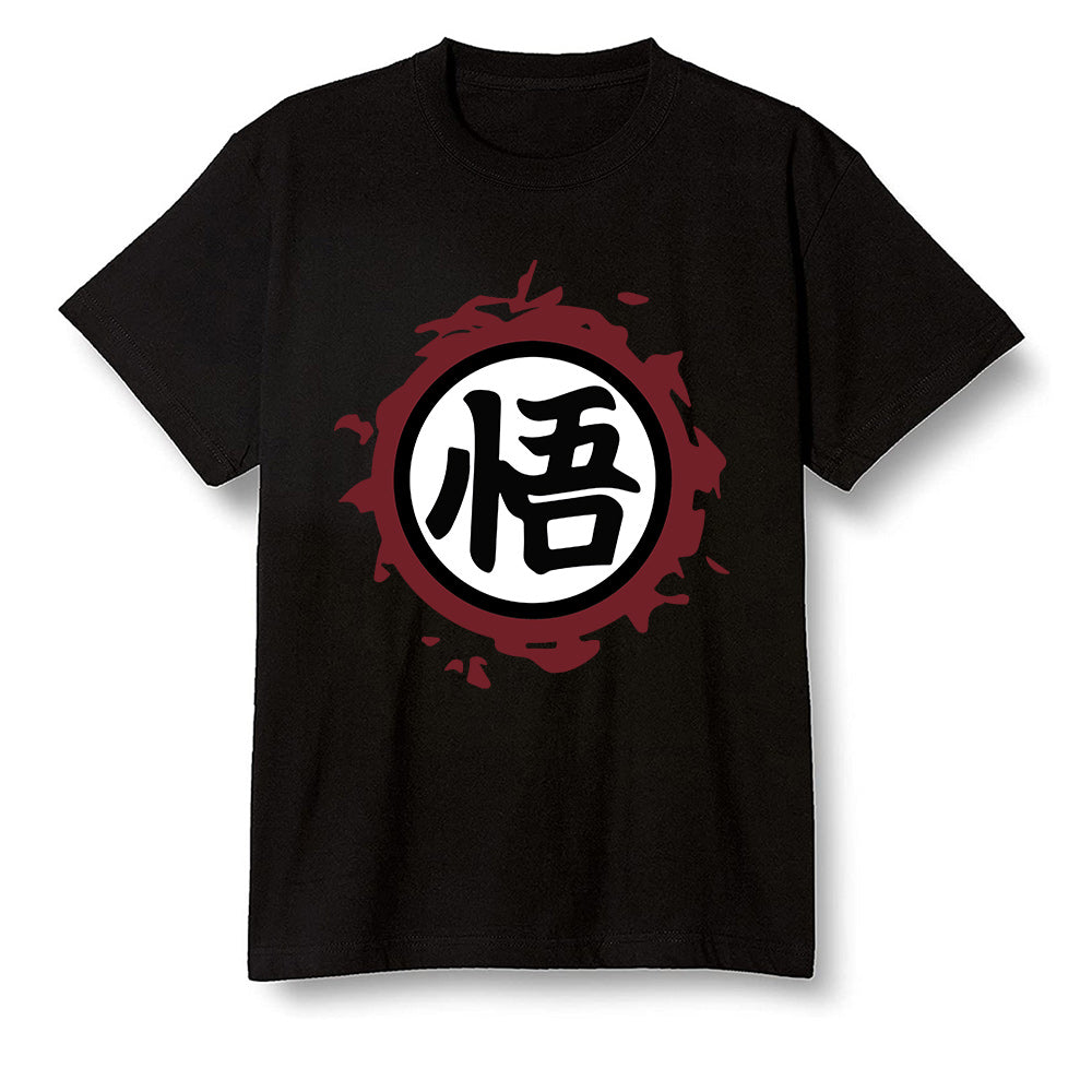 Pop Colour AJ1 Retro High OG SP White/Royal/Varsity Red/Black - The logo Go Gi of Son Goku  - Black Men T-shirt
