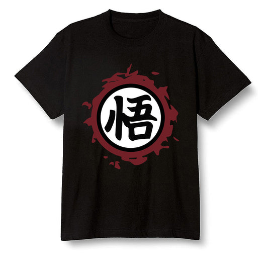 Pop Colour AJ1 Retro High OG SP White/Royal/Varsity Red/Black - The logo Go Gi of Son Goku  - Black Men T-shirt