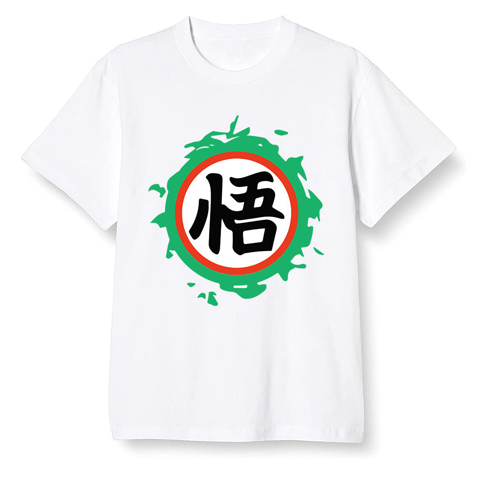 Pop Colour AJ1 High OG Lucky Green - The logo Go Gi of Son Goku  - White Men T-shirt