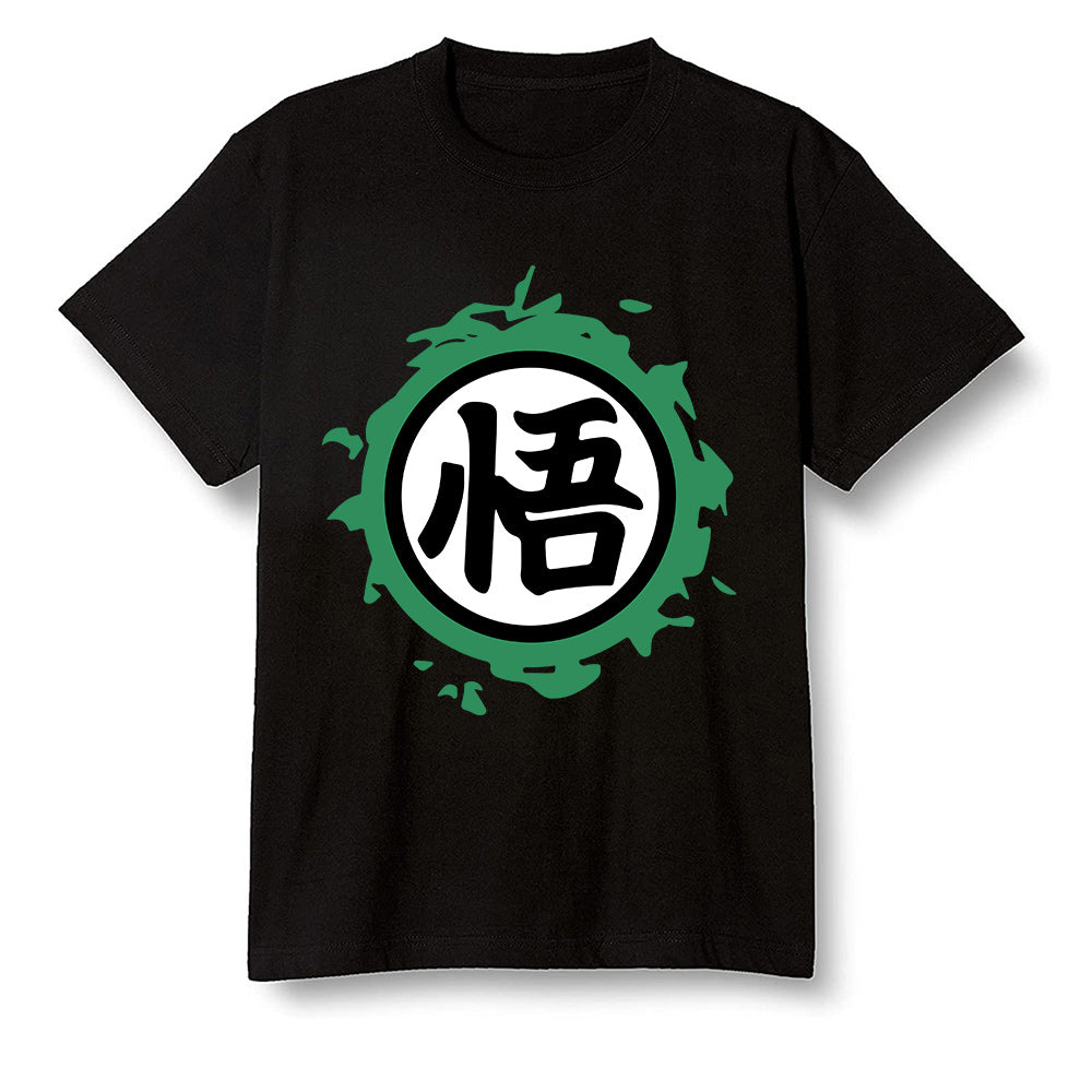 Pop Colour AJ13 Retro 'Lucky Green' - The logo Go Gi of Son Goku - Black Men T-shirt