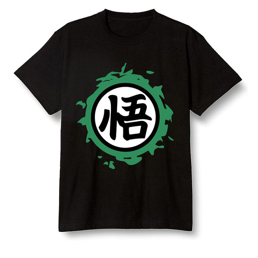 Pop Colour AJ13 Retro 'Lucky Green' - The logo Go Gi of Son Goku - Black Men T-shirt