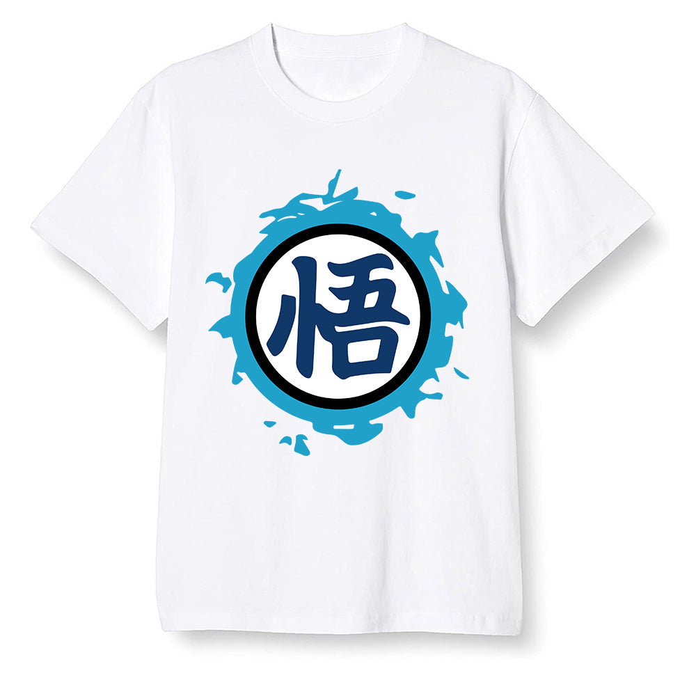 Pop Colour AJ13 Retro Obsidian Powder Blue - The logo Go Gi of Son Goku - White Men T-shirt