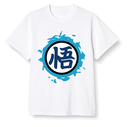 Pop Colour AJ13 Retro Obsidian Powder Blue - The logo Go Gi of Son Goku - White Men T-shirt