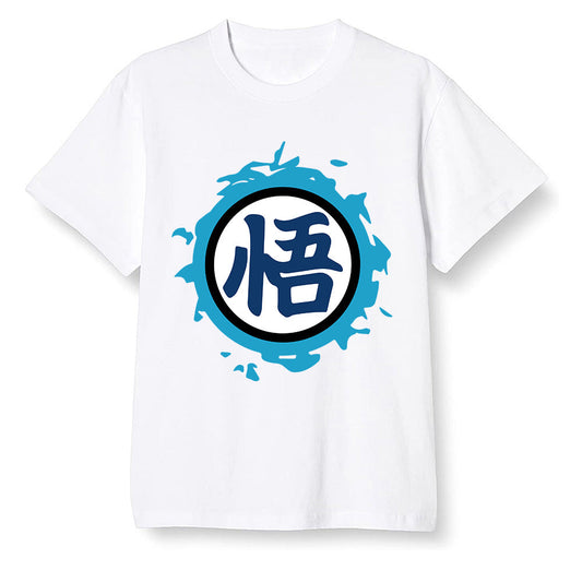 Pop Colour AJ13 Retro Obsidian Powder Blue - The logo Go Gi of Son Goku - White Men T-shirt