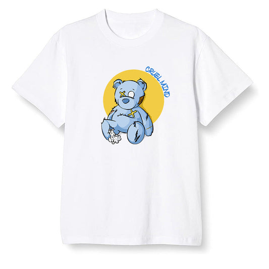 Pop Colour AJ1 Retro Low 'West Coast' White/Varsity Maize-University Blue - "Torn Teddy" Cruel Mind - White Men T-shirt