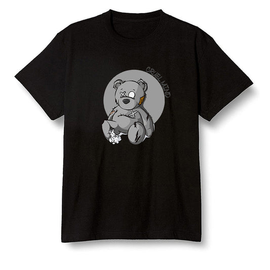 Pop Colour AJ1 Low 'Triple Black' Black - "Torn Teddy" Cruel Mind - Black Men T-shirt