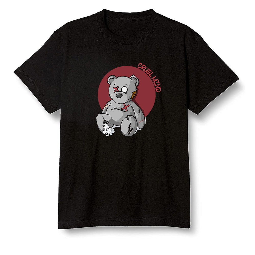 Pop Colour AJ1 Low Black Toe - "Torn Teddy" Cruel Mind - Black Men T-shirt