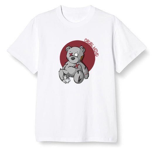 Pop Colour AJ1 Low Black Toe - "Torn Teddy" Cruel Mind - White Men T-shirt