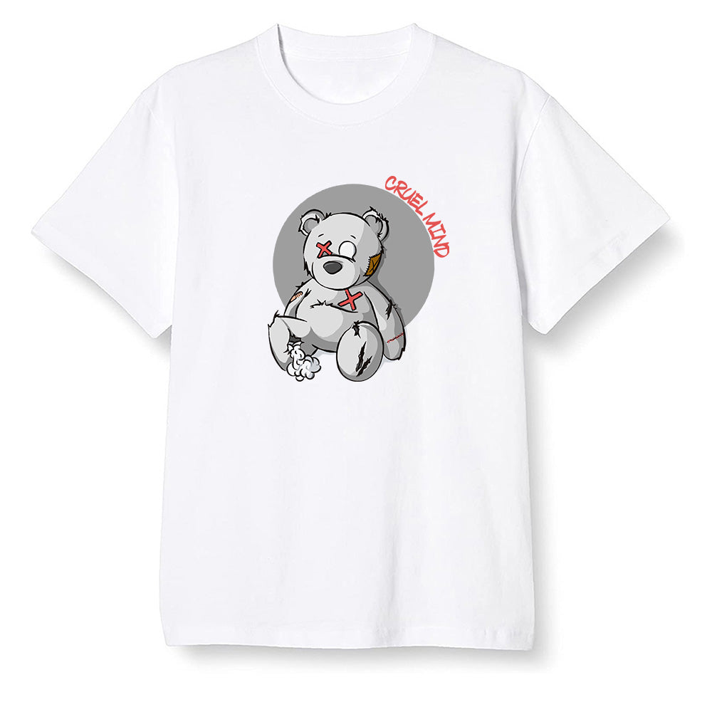 Pop Colour AJ1 Low GS Light Smoke Grey - "Torn Teddy" Cruel Mind - White Men T-shirt