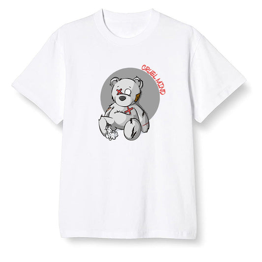 Pop Colour AJ1 Low GS Light Smoke Grey - "Torn Teddy" Cruel Mind - White Men T-shirt