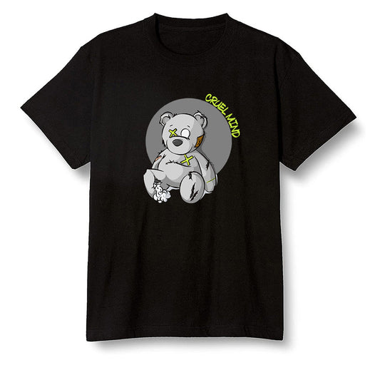 Pop Colour AJ1 Mid Grey Volt - "Torn Teddy" Cruel Mind - Black Men T-shirt