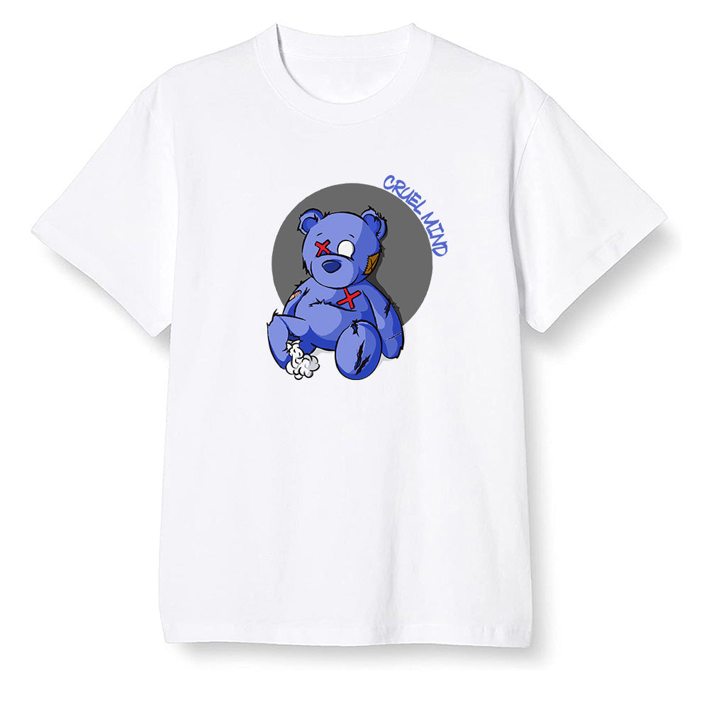Pop Colour AJ1 Mid Hyper Royal - "Torn Teddy" Cruel Mind - White Men T-shirt