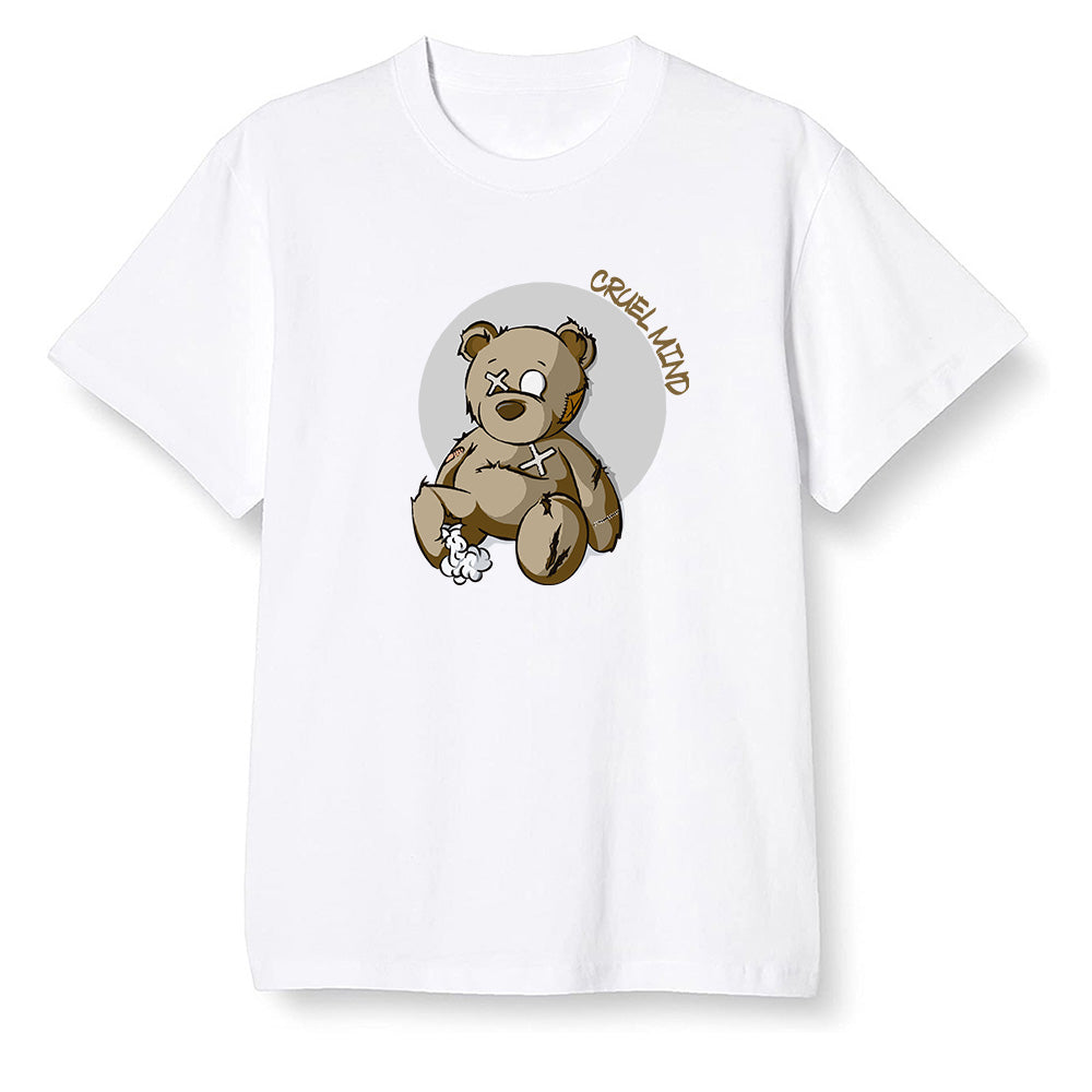Pop Colour AJ1 Retro High Dark Mocha - "Torn Teddy" Cruel Mind - White Men T-shirt
