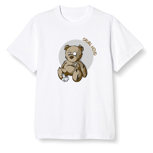 Pop Colour AJ1 Retro High Dark Mocha - "Torn Teddy" Cruel Mind - White Men T-shirt