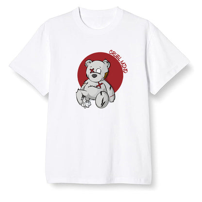 Pop Colour AJ1 Retro High OG Light Smoke Grey - "Torn Teddy" Cruel Mind - White Men T-shirt