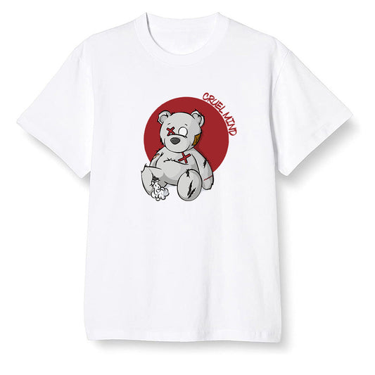 Pop Colour AJ1 Retro High OG Light Smoke Grey - "Torn Teddy" Cruel Mind - White Men T-shirt