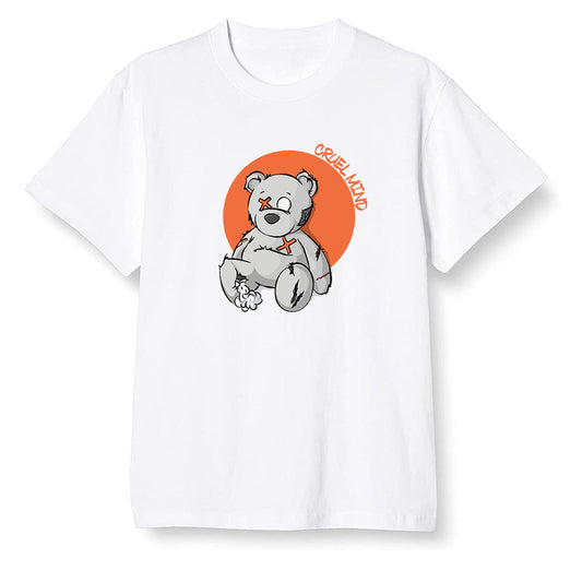 Pop Colour AJ1 Retro High OG Electro Orange - "Torn Teddy" Cruel Mind - White Men T-shirt