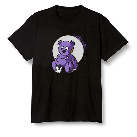 Pop Colour AJ1 Retro High OG Court Purple - "Torn Teddy" Cruel Mind - Black Men T-shirt