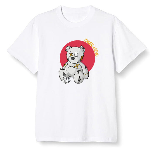 Pop Colour AJ1 Retro High OG Light Fusion Red - "Torn Teddy" Cruel Mind - White Men T-shirt