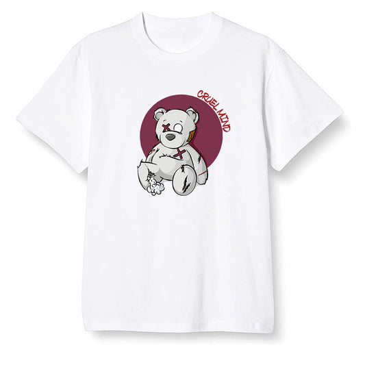 Pop Colour AJ1 Retro High OG Bordeaux - "Torn Teddy" Cruel Mind - White Men T-shirt