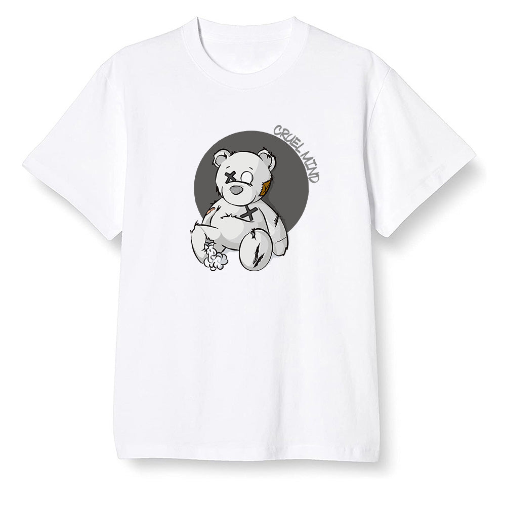 Pop Colour AJ1 High OG Silver TOE - "Torn Teddy" Cruel Mind - White Men T-shirt