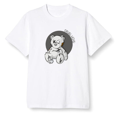 Pop Colour AJ1 High OG Silver TOE - "Torn Teddy" Cruel Mind - White Men T-shirt