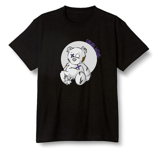 Pop Colour AJ1 High OG Court Purple - "Torn Teddy" Cruel Mind - Black Men T-shirt