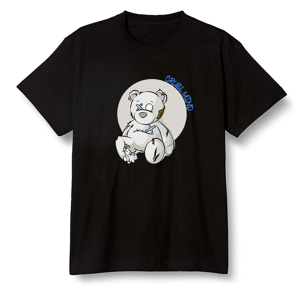 Pop Colour AJ1 Low Wolf Grey/Sail/Photon Dust/White - "Torn Teddy" Cruel Mind - Black Men T-shirt