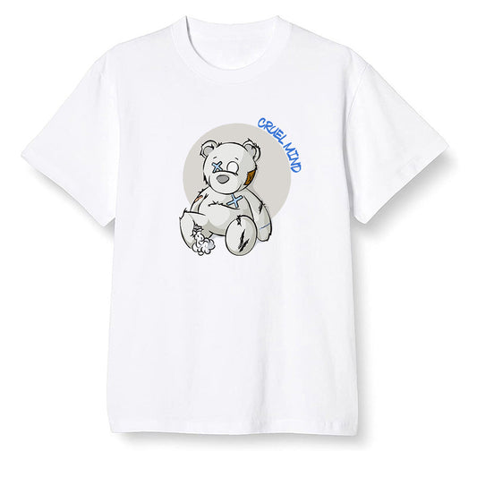 Pop Colour AJ1 Low Wolf Grey/Sail/Photon Dust/White - "Torn Teddy" Cruel Mind - White Men T-shirt