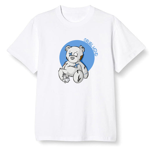 Pop Colour AJ1 High OG SP Fragment Design X Travis Scott - "Torn Teddy" Cruel Mind - White Men T-shirt