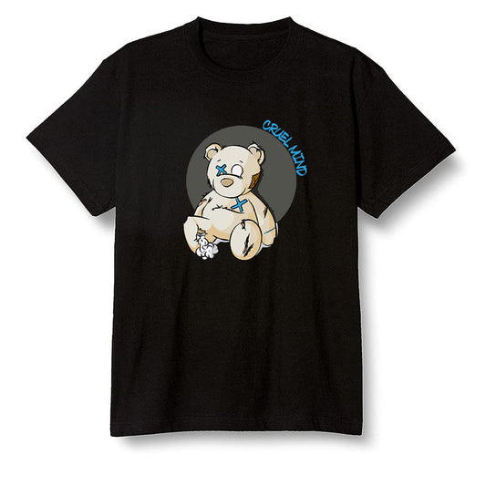 Pop Colour AJ1 Low Travis Scott X Fragment - "Torn Teddy" Cruel Mind - Black Men T-shirt