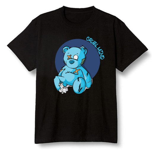 Pop Colour AJ13 Retro Obsidian Powder Blue - "Torn Teddy" Cruel Mind - Black Men T-shirt