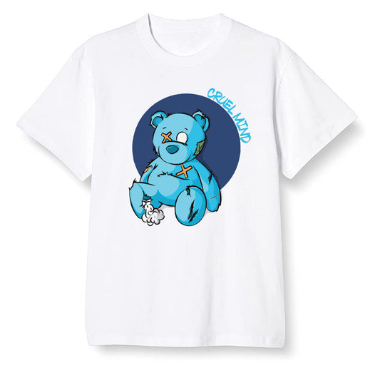 Pop Colour AJ13 Retro Obsidian Powder Blue - "Torn Teddy" Cruel Mind - White Men T-shirt