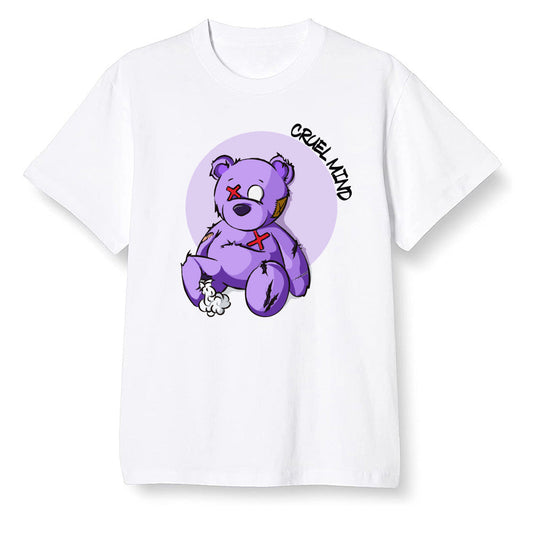 Pop Colour AJ13 Retro Court Purple - "Torn Teddy" Cruel Mind - White Men T-shirt