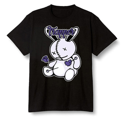 Pop Colour AJ1 High OG Court Purple - Trapper bear  - Black Men T-shirt
