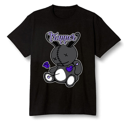 Pop Colour AJ13 Retro Court Purple - Trapper bear - Black Men T-shirt