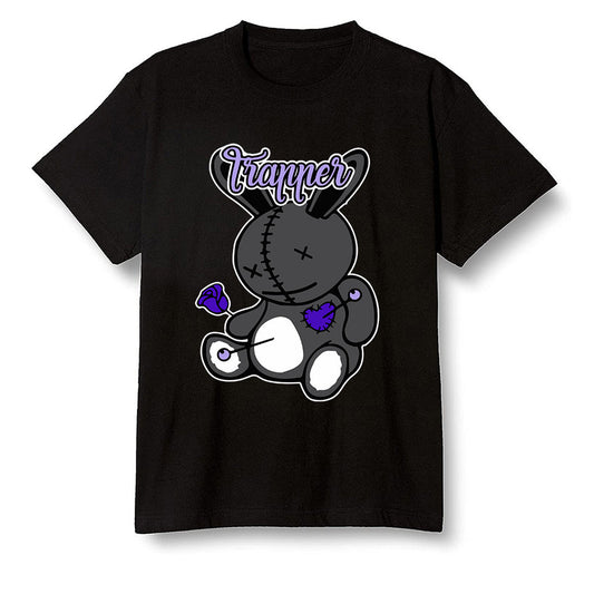 Pop Colour AJ13 Retro Court Purple - Trapper bear - Black Men T-shirt