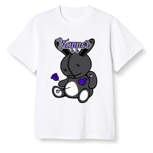 Pop Colour AJ13 Retro Court Purple - Trapper bear - White Men T-shirt