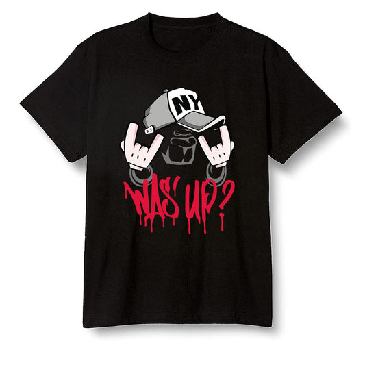 Pop Colour AJ1 Retro High OG Light Smoke Grey - Was up  - Black Men T-shirt